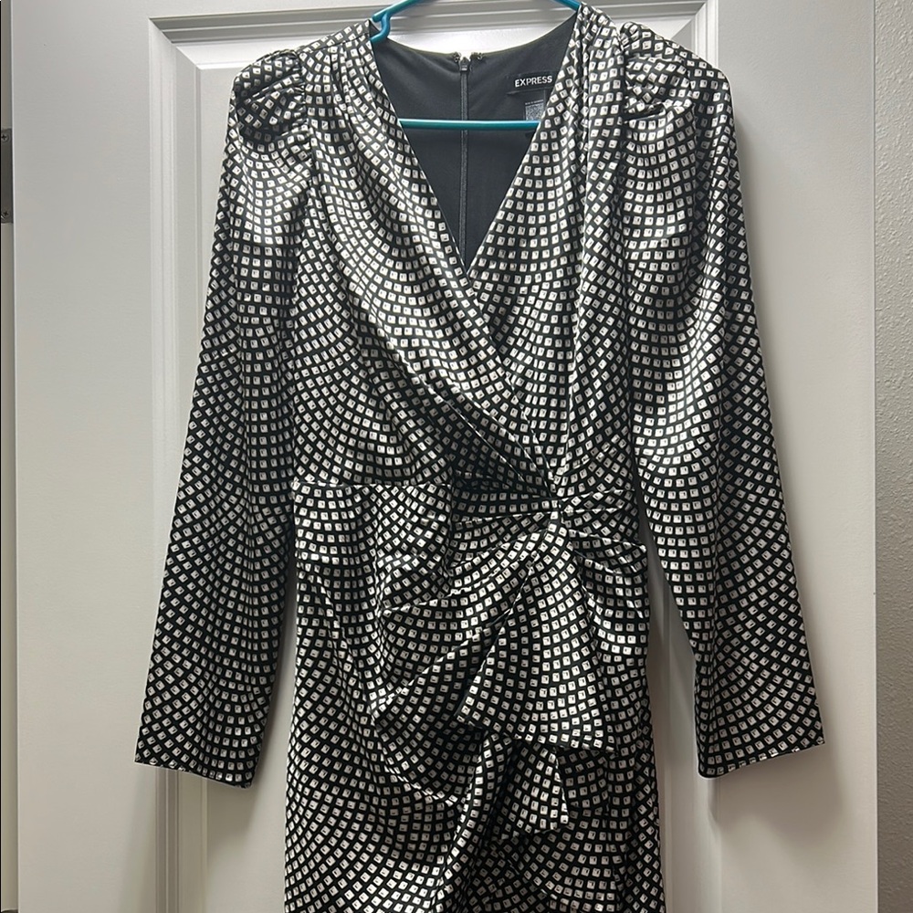 Express Black and White Geometric Dress
